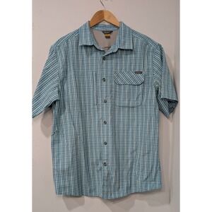 Eddie Bauer Mens Fishing Plaid Button Up Short Sleeve Shirt Outdoor Size L